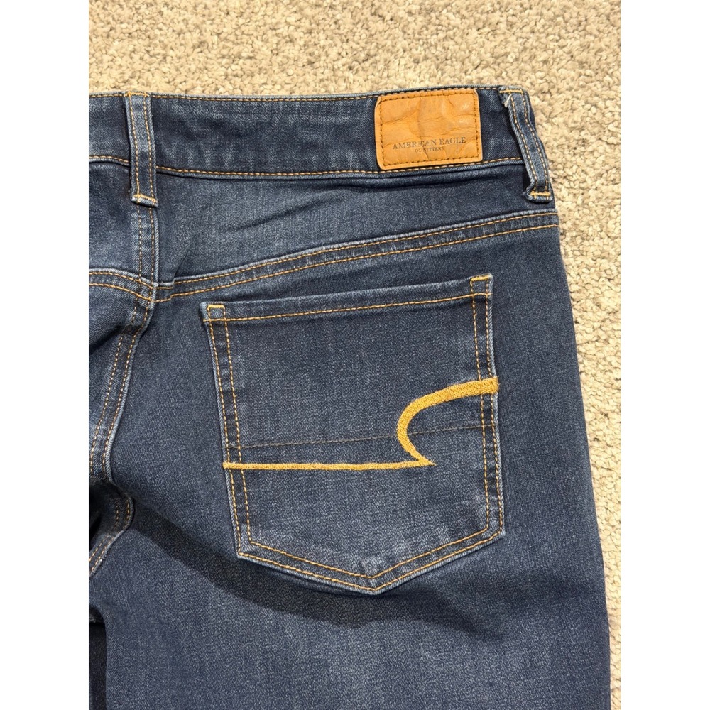 American Eagle Jegging Womens 10 Blue Super Super Stretch X4 Dark Wash Denim - Picture 10 of 11